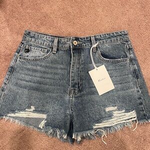 KanCan Medium Blue Ripped Jean Shorts